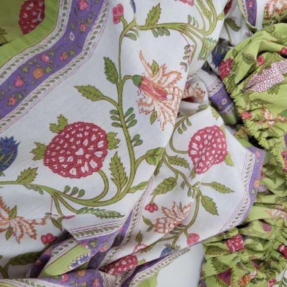 Floral skirt set peasant milk maid top knee length a-line full skirt blouse - Picture 5 of 16